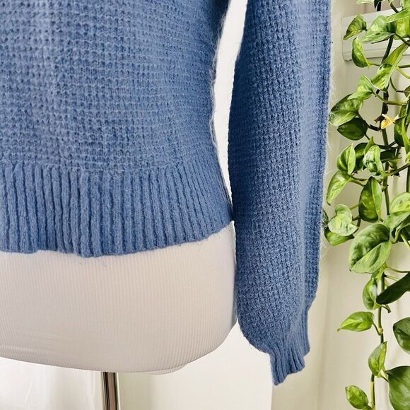 Anthropologie Saturday Sunday... Baby Blue Waffle Knit Soft Cozy Sweater Size XS - Picture 4 of 8